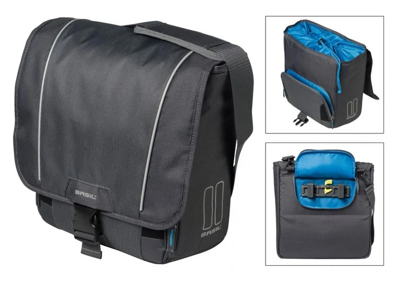 Basil Schultertasche Sport Design Commuter graphite mit Kordelverschluss 18l
