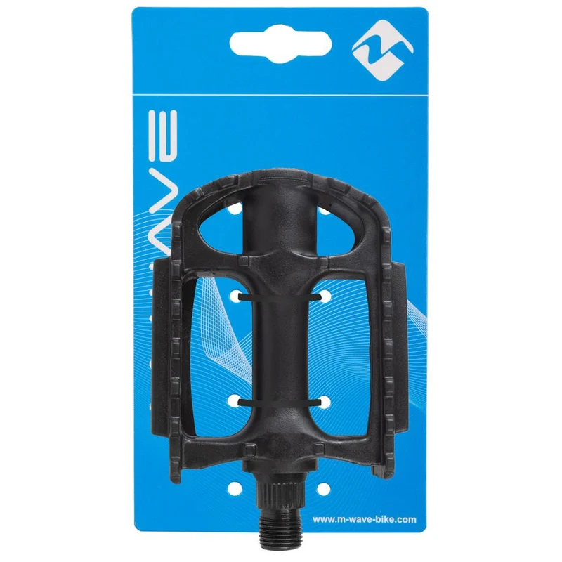 M-WAVE Steady-K3 Pedal 1 Paar schwarz - Thermokunststoffkörper mit stabiler Stahlachse, Kugellager, Reflektoren, StVZO geprüft, 95x72 mm