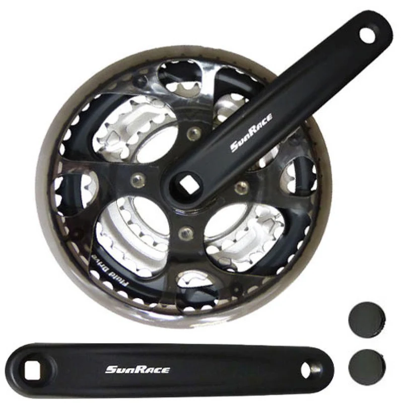 SunRace FCM300 Kurbelsatz 48-38-28Z 170mm 3x7/8-fach Schwarz - Robuste Trekking-Kurbel