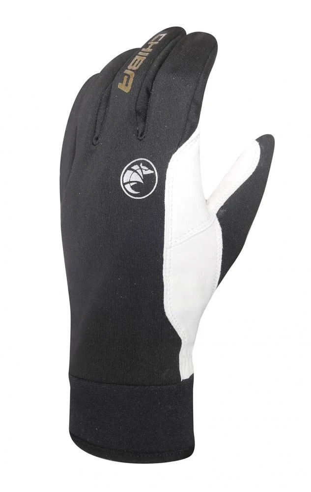 CHIBA Bernina - winddichte Softshell-Radhandschuhe mit Nappa-Lederinnenhand, Größe 10, sz/gold