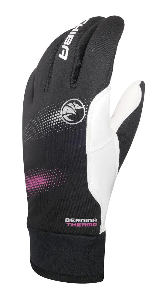 CHIBA Bernina Thermo - Radhandschuhe, winddicht, Primaloft, Größe 6,5, schwarz/pi