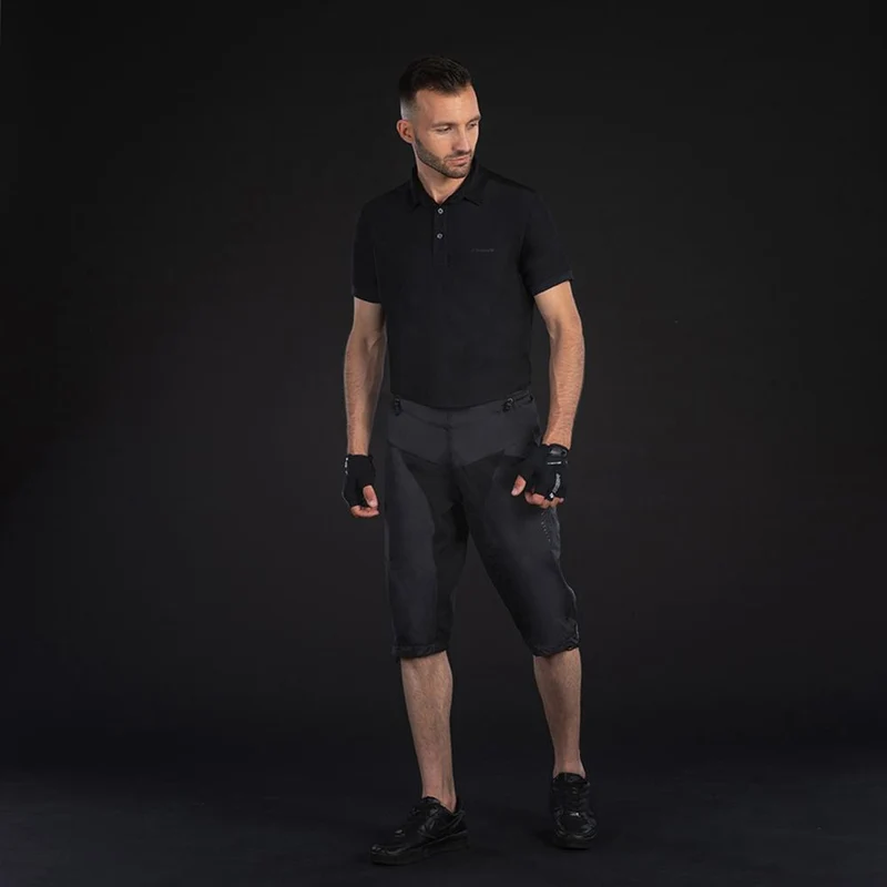 CHIBA Regenhose kurz - wasserdicht, winddicht, atmungsaktiv, Reflektoren, schwarz, S