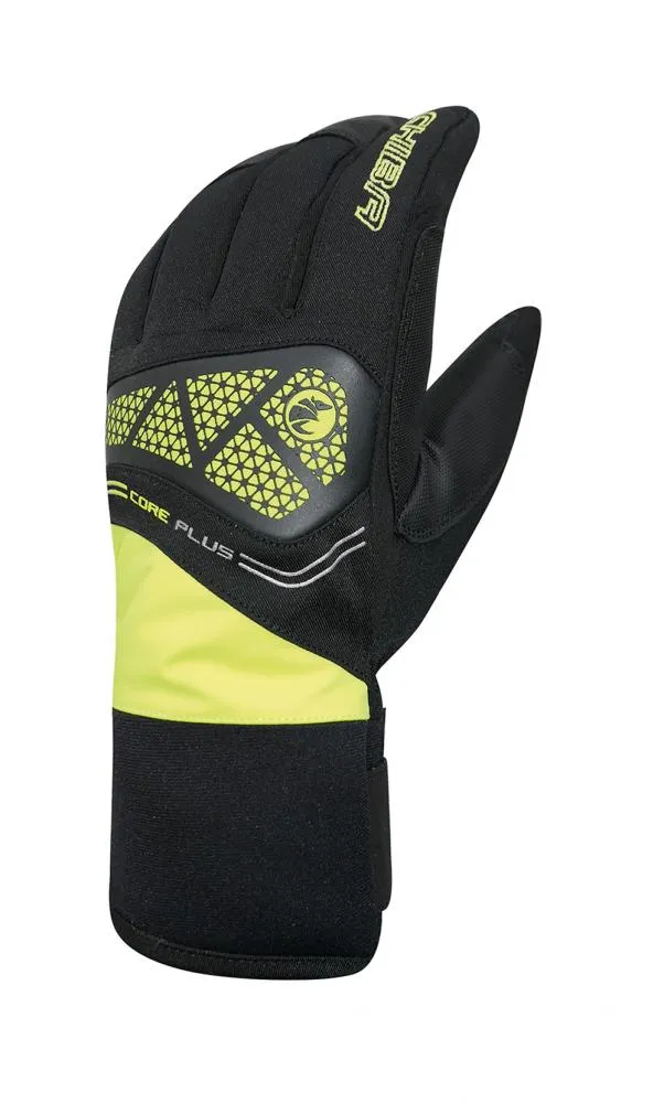 CHIBA Core Plus - wasserdichte Winter-Radhandschuhe, Größe 8, sz/neongel