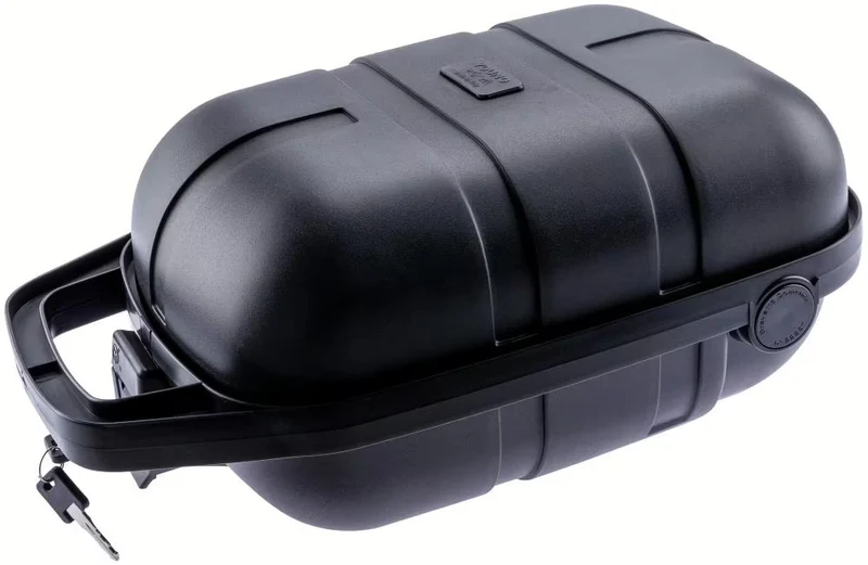 Pletscher Gepäckträgerbox 15 L - abschließbare Fahrradbox mit 3-Punkt-Adapter, robustes Kunststoffgehäuse, 43×19×24 cm, bis 30 kg belastbar, schwarz, 1,383 kg