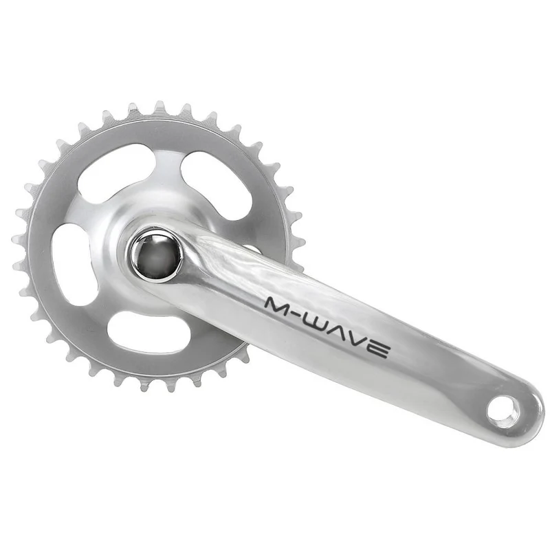 M-Wave Mighty Kettenradgarnitur 1-fach 38 Zähne - Aluminium-Kurbel 170 mm, Stahl-Kettenblatt, Vierkant-JIS, silber