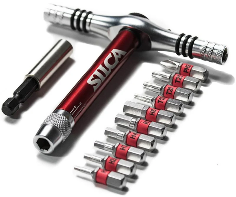 SILCA T-Ratchet + Ti-Torque Kit 2. Gen Drehmomentschlüssel - 2-8 Nm, Mini-Ratsche, T-Griff, S2-Bits, Canvas-Etui