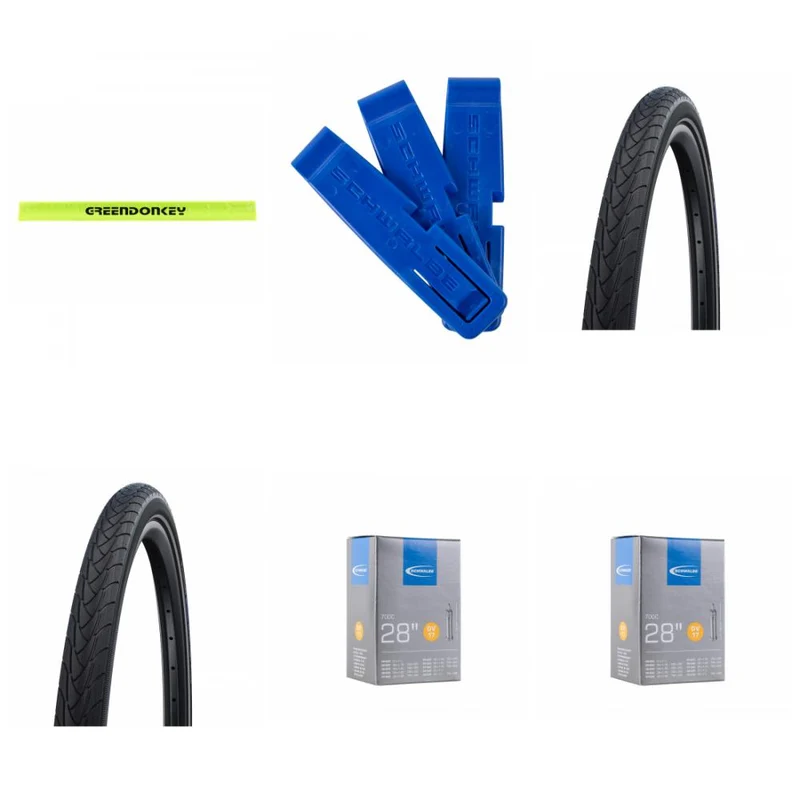 Schwalbe MARATHON PLUS 28x1.40 + 2x DV17 Schlauch + Reifenheber + Reflexband
