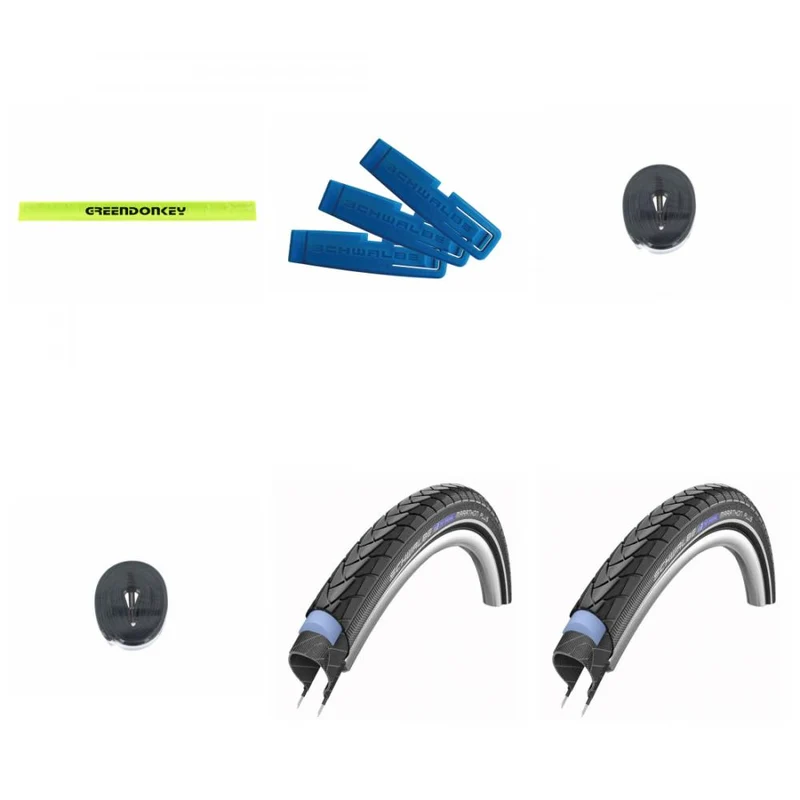 Schwalbe MARATHON PLUS 28x1.50 + 2x DV17 Schlauch + Reifenheber + Reflexband