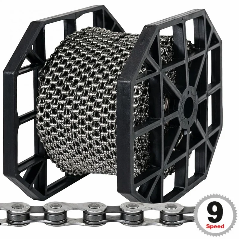 KMC Kettenrolle E9 EPT 9-fach E-25 - 50 Meter Fahrradkette mit Missing Link silber