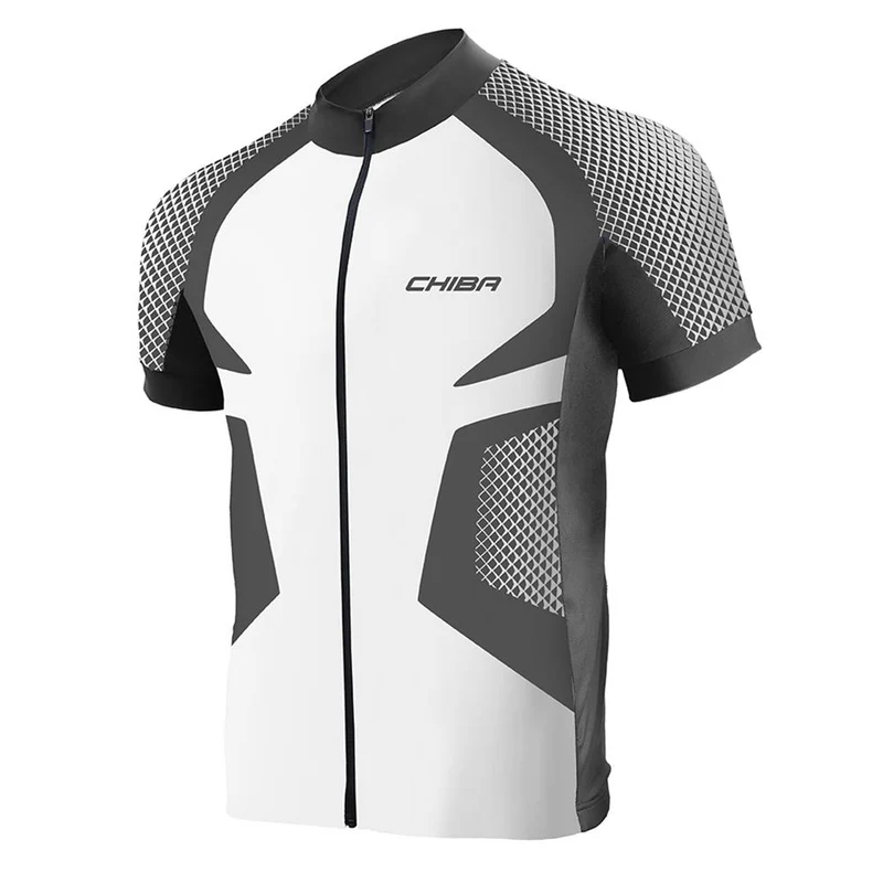 CHIBA Race Pro Shirt Men - Radtrikot XL weiß/schwarz, atmungsaktiv, mit Rückentaschen