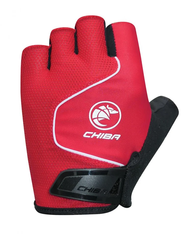 CHIBA Cool Air - Radhandschuhe kurz Finger, rot, Größe L, atmungsaktiv mit Gelpolster