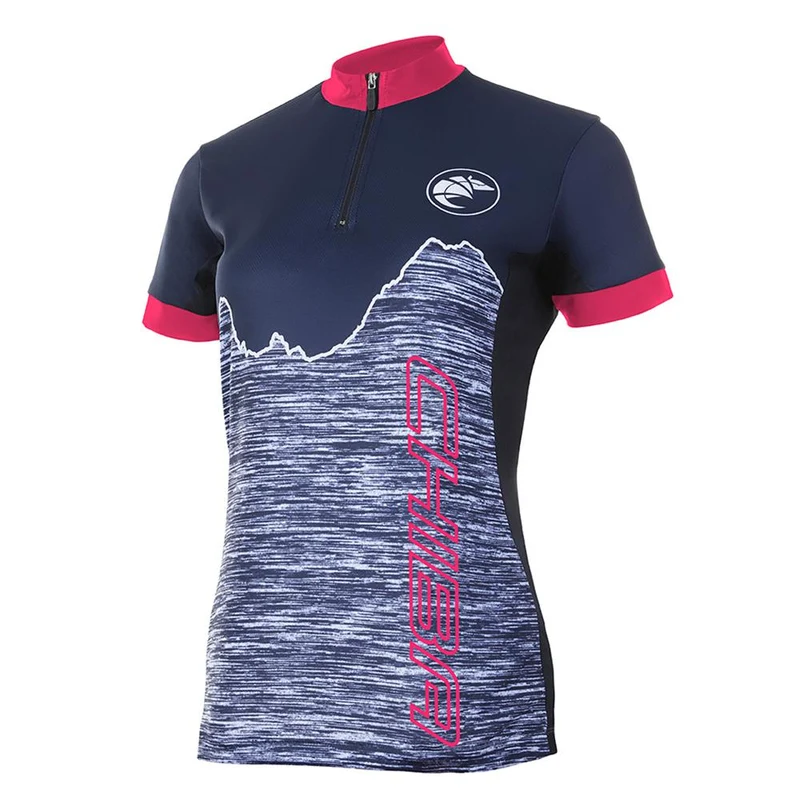 CHIBA Watzmann Shirt Damen - Radsport-Trikot XS schwarz/pink, atmungsaktiv, Reflektoren
