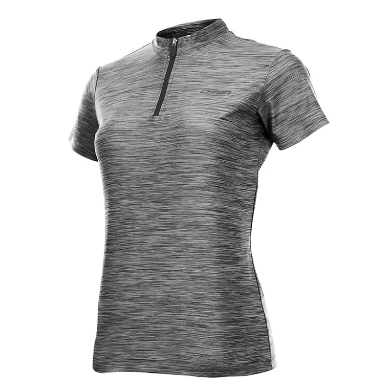 CHIBA Lady Melange Shirt - Radsport-Trikot hellgrau XS, atmungsaktiv, 3 Rückentaschen