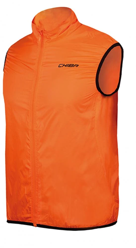 CHIBA Windblocker Weste Safety - M, neon orange, extrem leicht, reflektierend