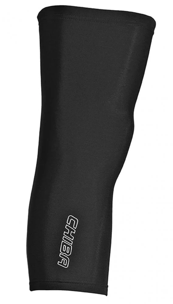 CHIBA Knieling - Kniewärmer M schwarz, atmungsaktives Thermofleece, Radsport