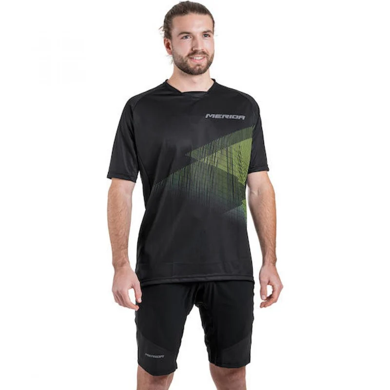 Merida Trikot MTB STRIPE S Schwarz/grün - robustes MTB-Trikot für Trail & Enduro