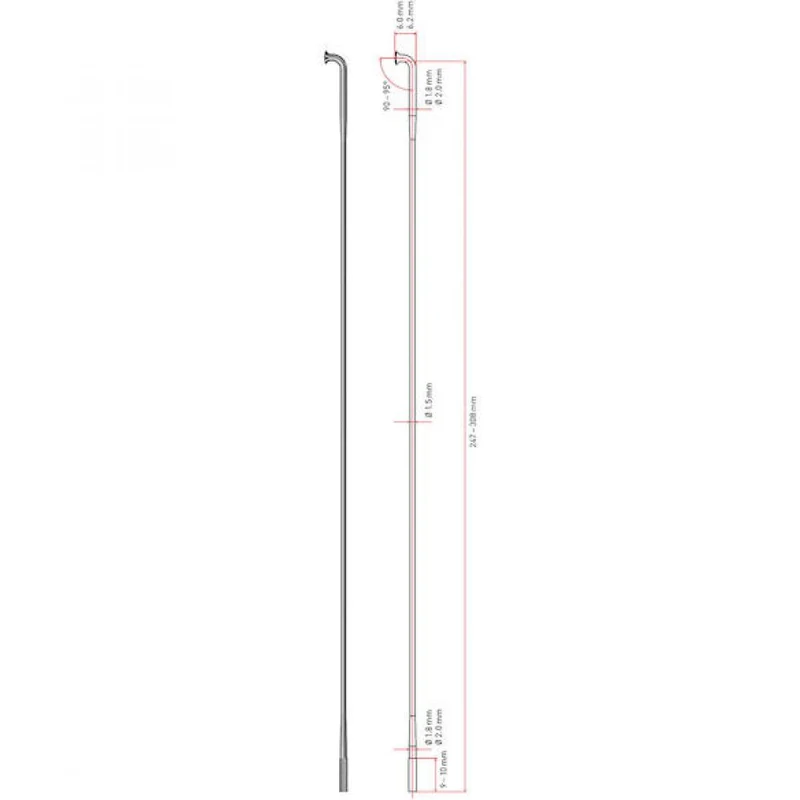 DT Swiss Speiche Revolution 2.0/1.5 VE100 schwarz 248 mm - ultraleichte J-Bend-Speiche