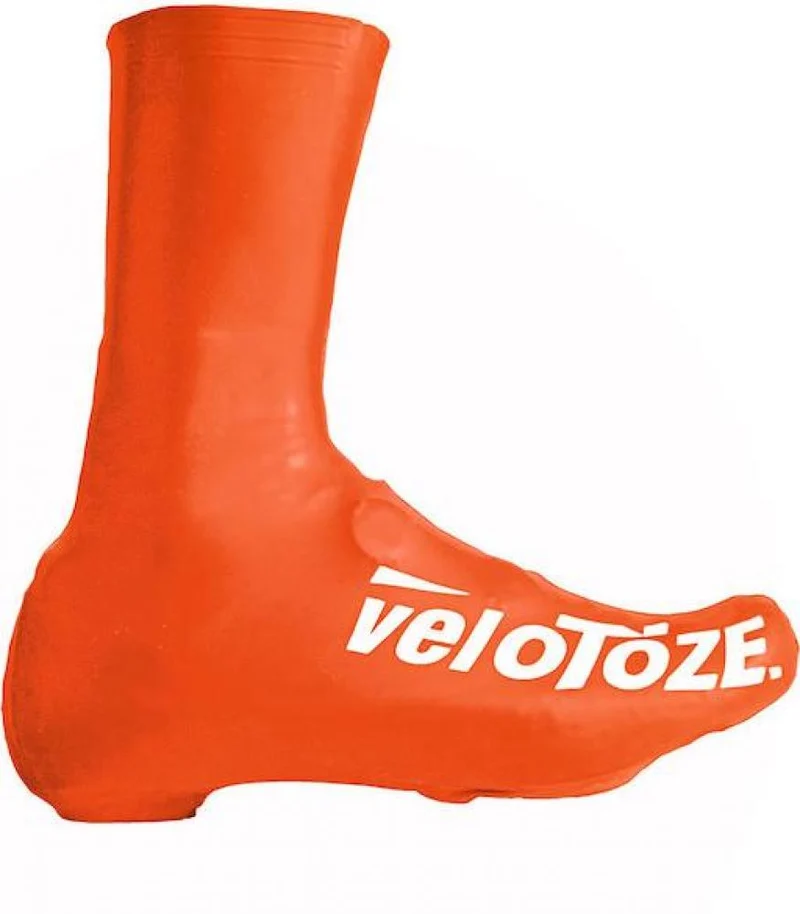 VeloToze Überschuh 2.0 lang orange M - wasserdichter Aero-Überschuh für kalte Tage