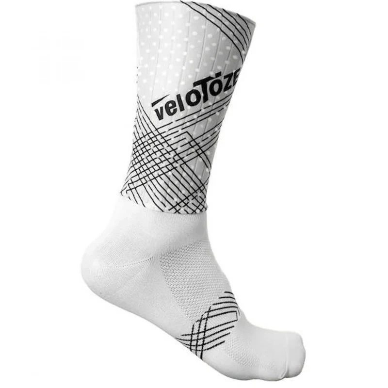 VeloToze Socken Aero weiß L/XL - aerodynamische Rennradsocken für maximalen Speed