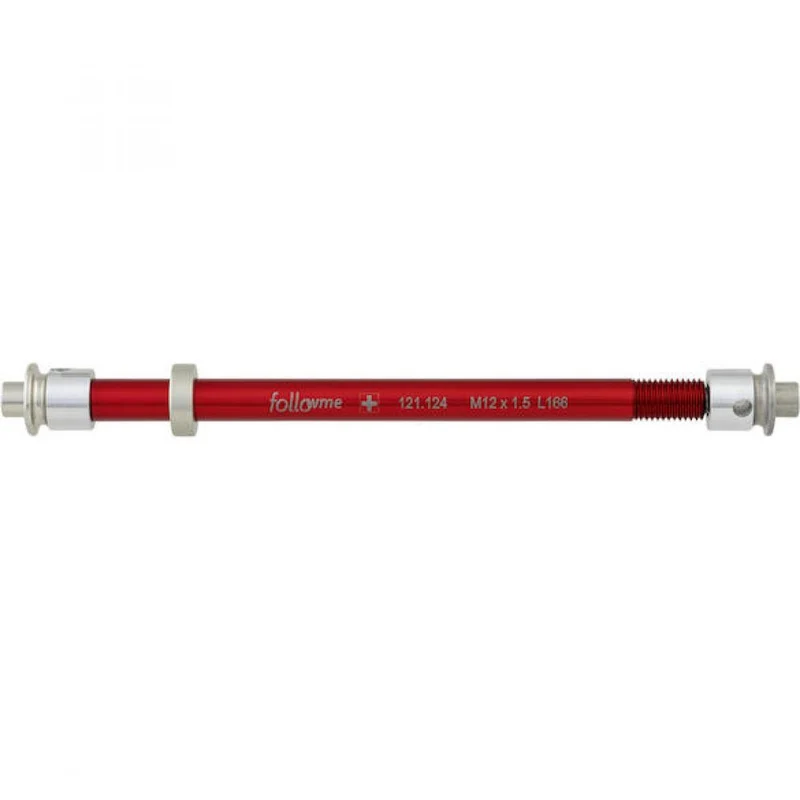 FollowMe Steckachse Zugrad 12 mm Aluminium M12x1,5x160/166 mm Rot - neueste Version