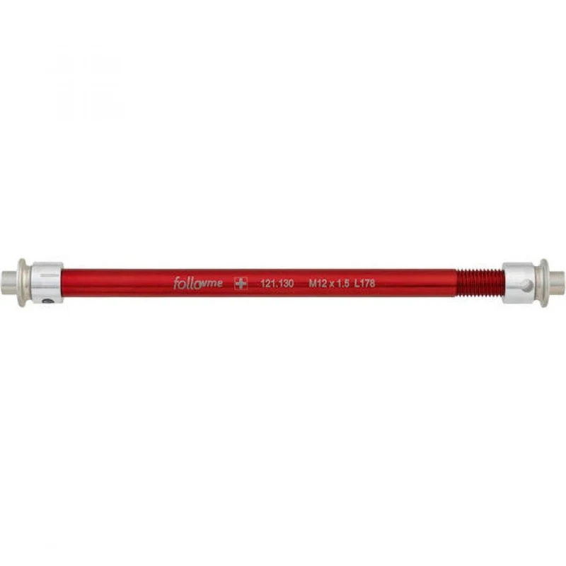 FollowMe Steckachse Zugrad 12 mm Aluminium M12x1,5x178 mm Rot - leichte Achse für FollowMe Tandem