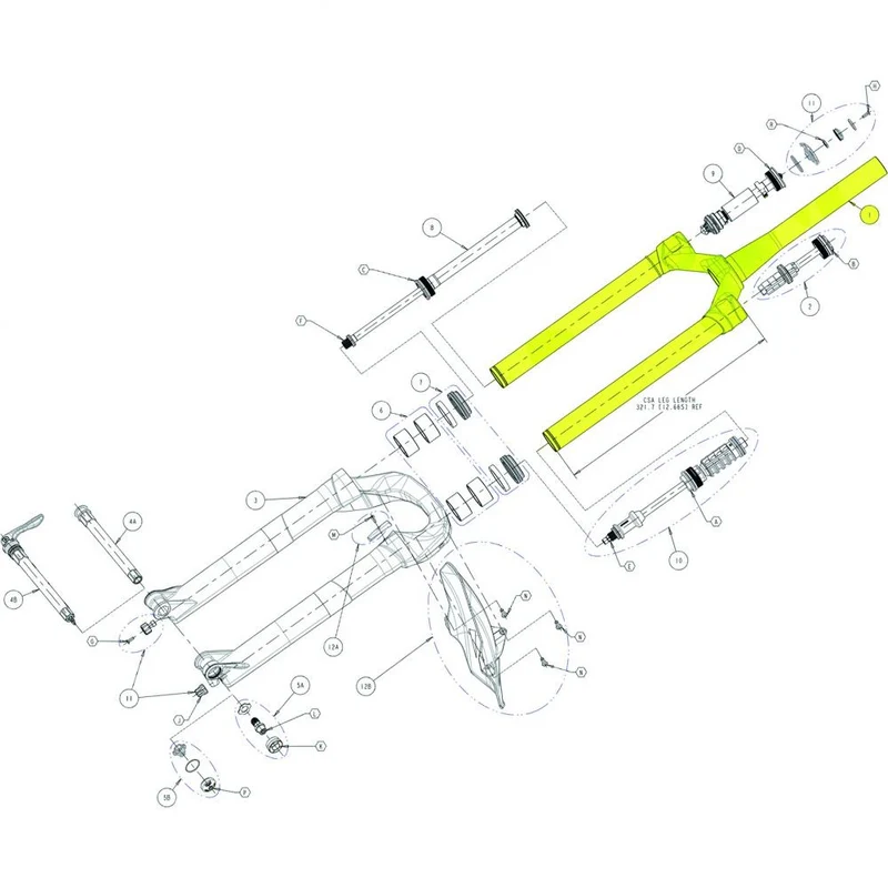 Manitou Standrohreinheit für R7 Pro 1 1/8" Long Offset Silber - moderne Ausführung