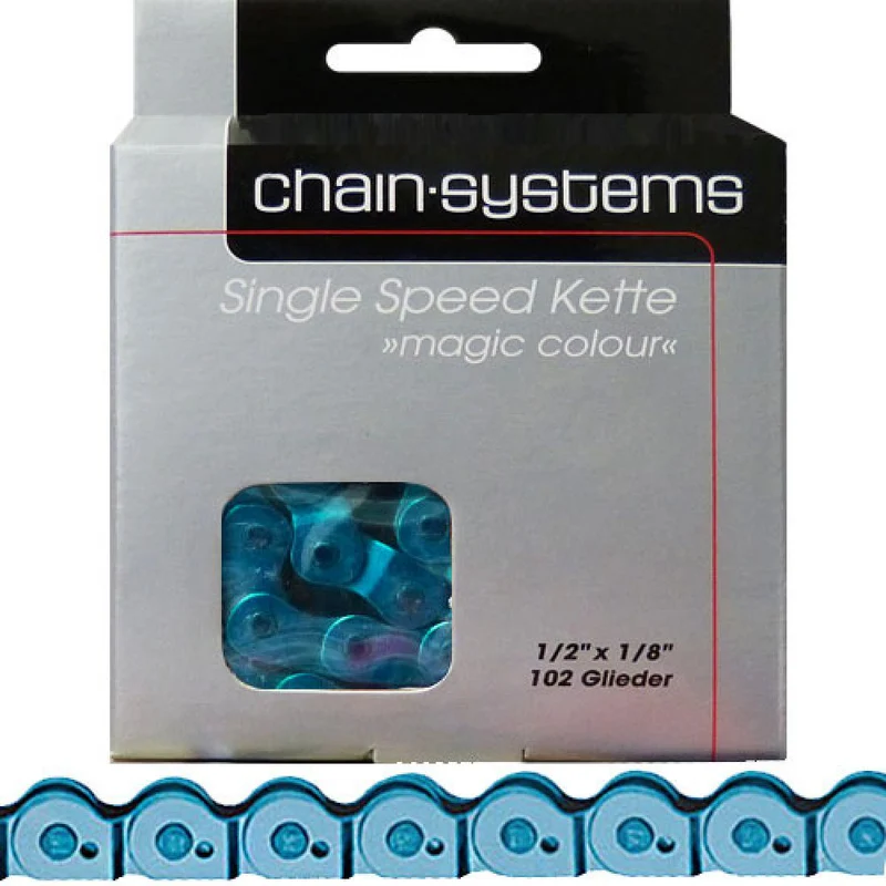 Point Kette Magic Colour blau für Single Speed 1/2x1/8Zoll 102Glieder 6,6mm BMX Trial