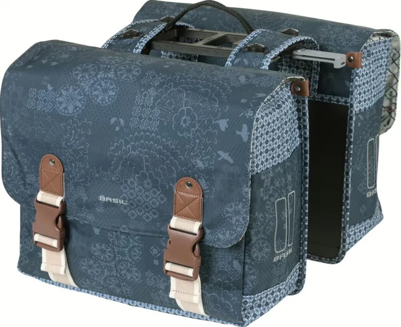 Basil Bohème Double Bag MIK 2.0 - Doppeltasche 35 Liter - Doppelpacktasche - wasserabweisend Reflexion Indigo Blue inkl. MIK-Adapterplatte