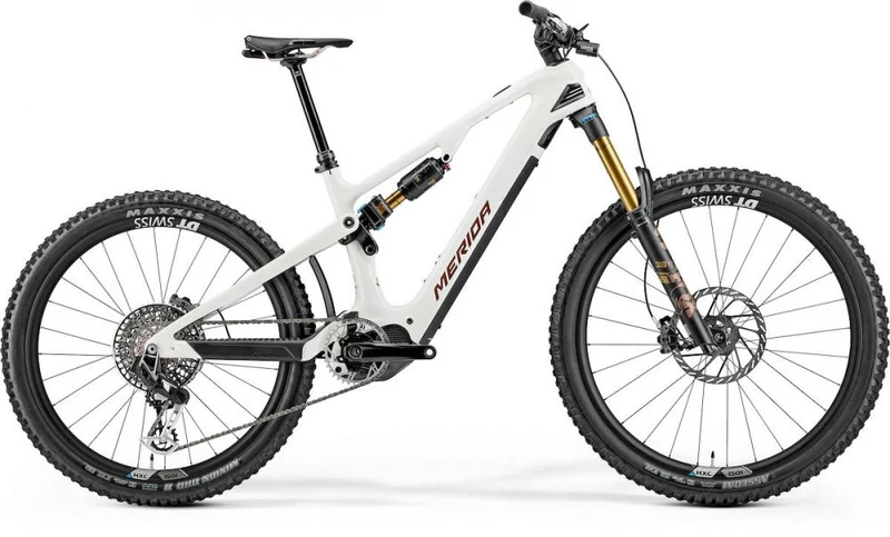 MERIDA eONE-SIXTY 10K E-Mountainbike Fully - Größe M - 600 Wattstunden - Carbonrahmen - Enduro - snow white bronze metal