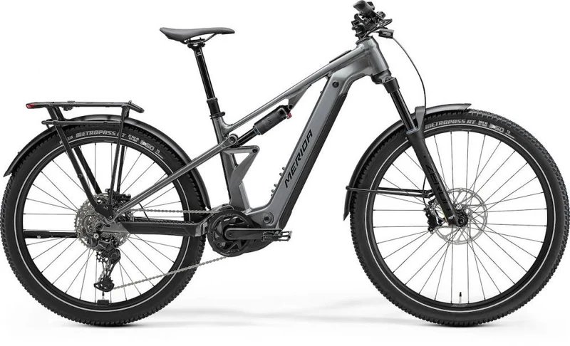 MERIDA ETMO 500 EQ E-SUV Bike Größe M - gunmetal grey-black, Aluminium, Fully 140 Millimeter, Bosch PX 90 Newtonmeter, 600 Wh Akku