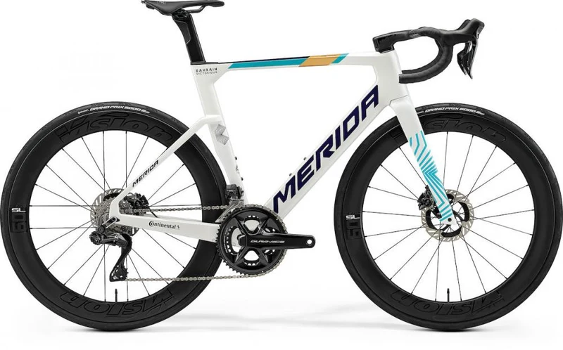 Merida REACTO TEAM pearl(blue-team) L weiß - aerodynamisches Carbon-Rennrad für Höchstleistung