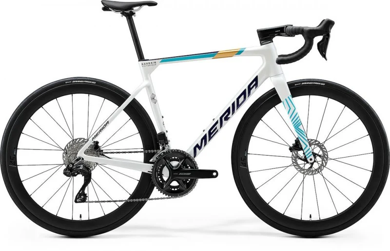 Merida Scultura 6000 Rennrad M Pearl-Blue-Team, Carbonrahmen, Shimano 105 Di2 12-fach, hydraulische Scheibenbremsen, Vision SC30 Carbon Laufräder, ca 8,2 kg