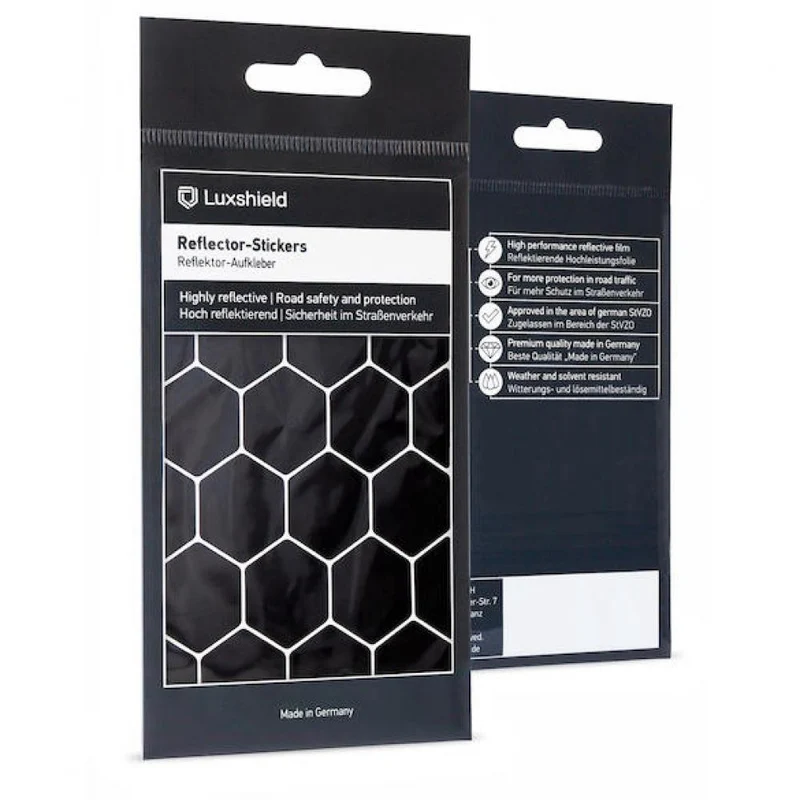 Luxshield Reflektor-Sticker Hexagon Größe Uni Schwarz - mehr Sicherheit im Stradenverkehr