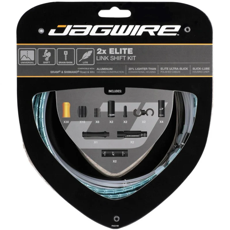 Jagwire Schaltzugset Road & Mountain Elite Link 2x Ltd. Celeste - maximale Schaltpräzision