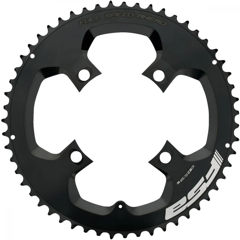 FSA Kettenblatt Road Powerbox Aero Pro 110 mm x 56 T Schwarz - Aerodynamisches Wettkampf-Kettenblatt