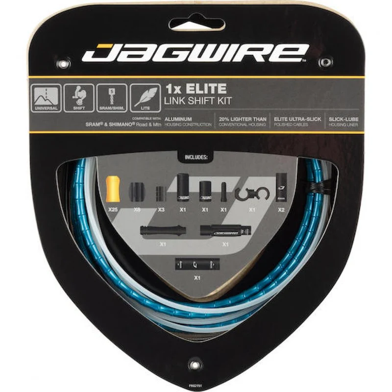 Jagwire Schaltzugset Road & Mountain Elite Link 1x Blau - Kompressionsfreie Schaltperformance