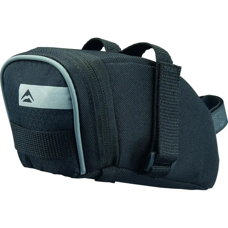 Merida Satteltasche STRIPE Größe L Schwarz/Grau - Spritzwassergeschützt mit V-Mount
