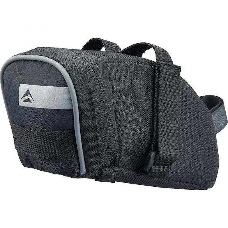 Merida Satteltasche STRIPE S Schwarz/Grau - Klettverschluss, spritzwassergeschützt