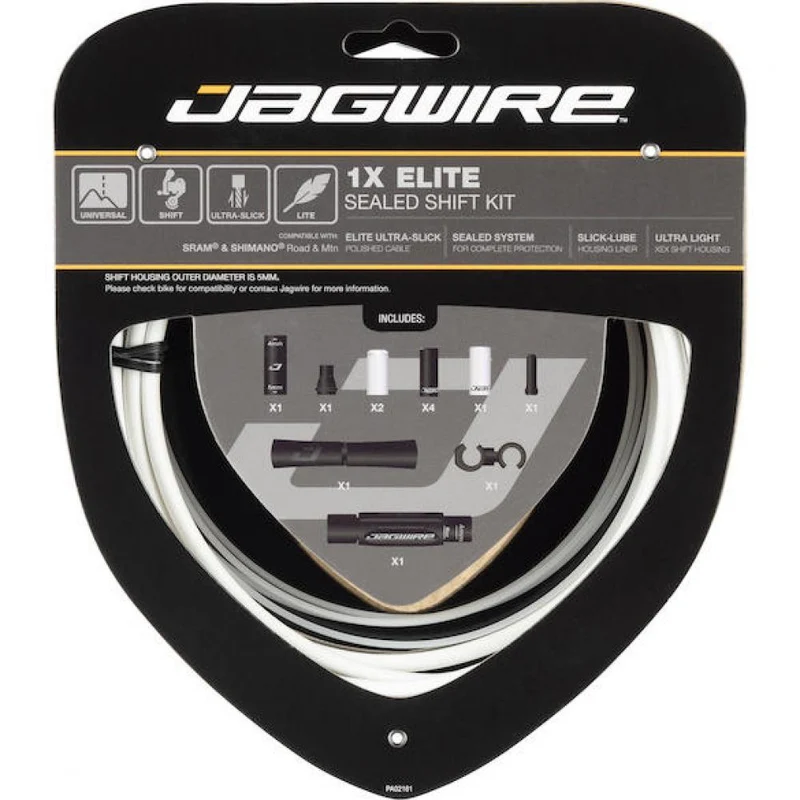 Jagwire Schaltzugset Elite Sealed 1x Road & Mountain Weiß - Vollständiger Schutz & Präzision