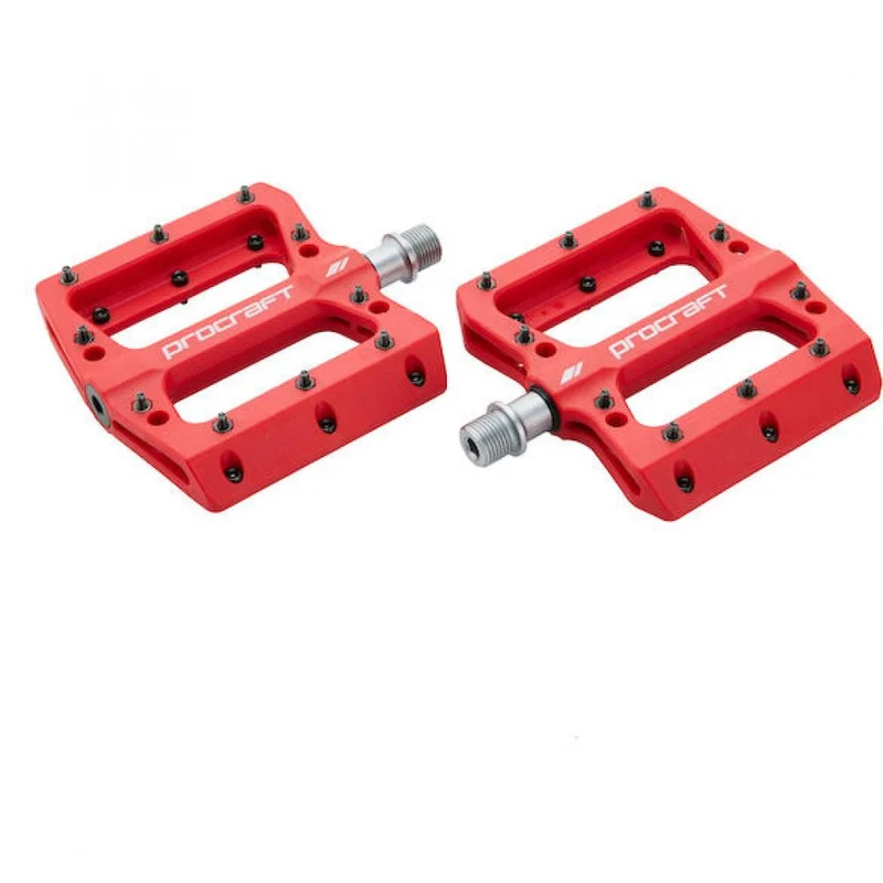 Procraft Pedale Flat Grip Essential Kunststoff 113 x 105 mm Rot - maximaler Grip und Kontrolle