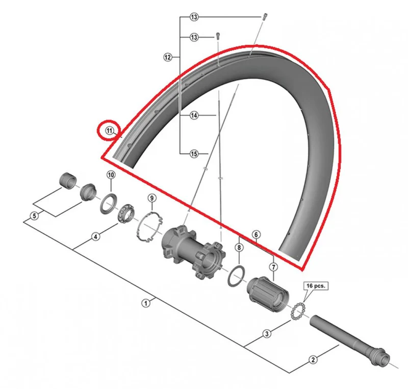 SHIMANO RIM FOR COMPLETE WHEEL, FOR WH-R8170-C60-TL, REAR ? 12MM