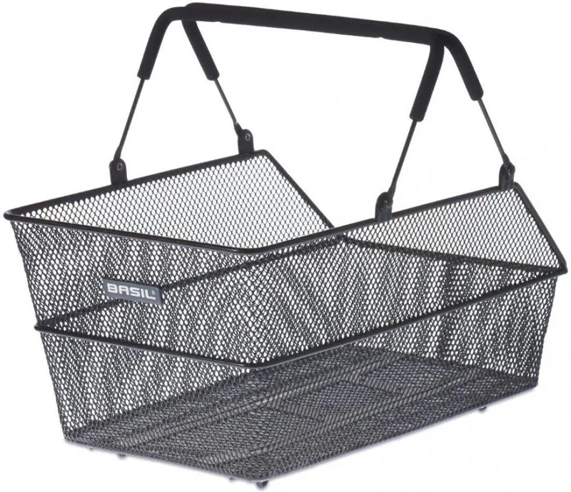 Basil Cento Fahrradkorb hinten feinmaschig Stahl schwarz - Maße 31 x 21 x 11 cm Multimount-System abnehmbar für Gepäckträger
