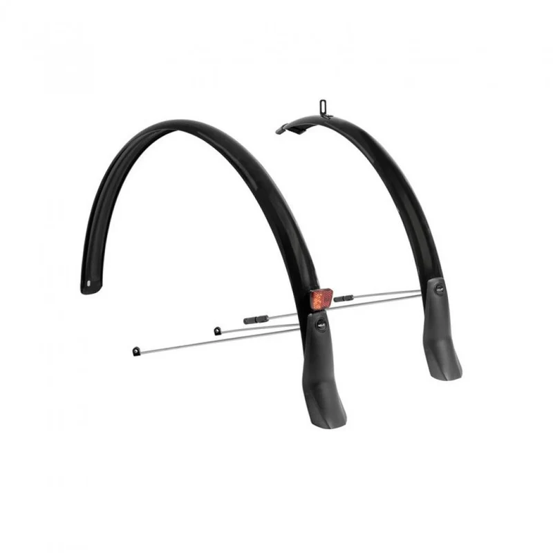 XLC Schutzblechset MG-F05 28" 46mm schwarz  robustes PET-Material, Edelstahlstreben, integrierter Reflektor, Sicherheitsauslösesystem, ideal für Trekking- und Citybikes.