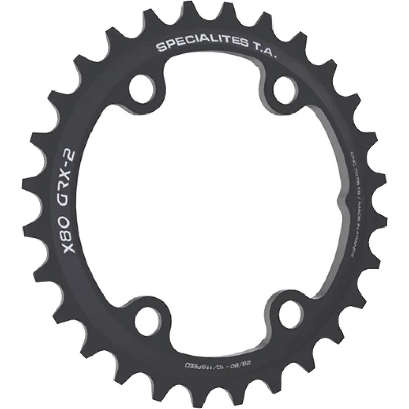 Specialites TA X80 GRX-2 Kettenblatt, 32 Zähne, 80 mm Lochkreis, 4-Arm, 10/11-fach, schwarz, kompatibel mit Shimano GRX FC-RX810-2/FC-RX600-11/FC-RX600-10 Kurbeln