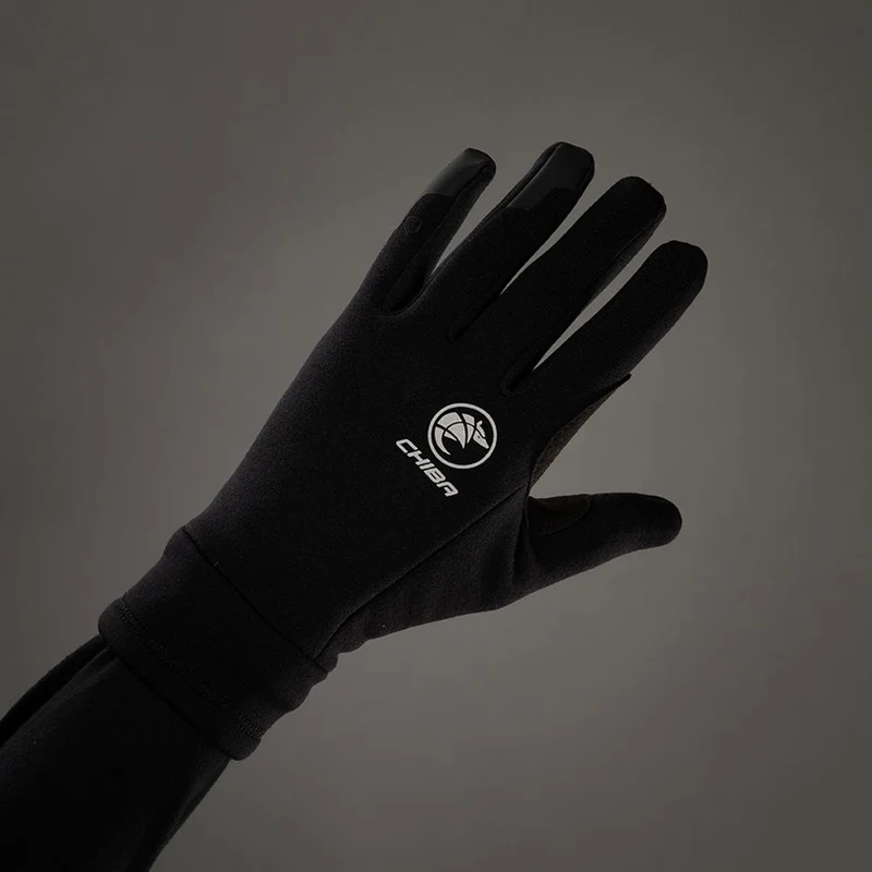 CHIBA Polarfleece Handschuhe - schwarz, Größe M, Touchfunktion