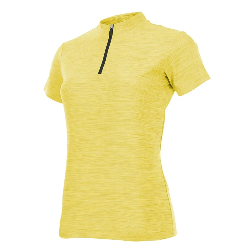 CHIBA Lady Melange Shirt - Radtrikot gelb, XXL, atmungsaktiv, halber Zipper