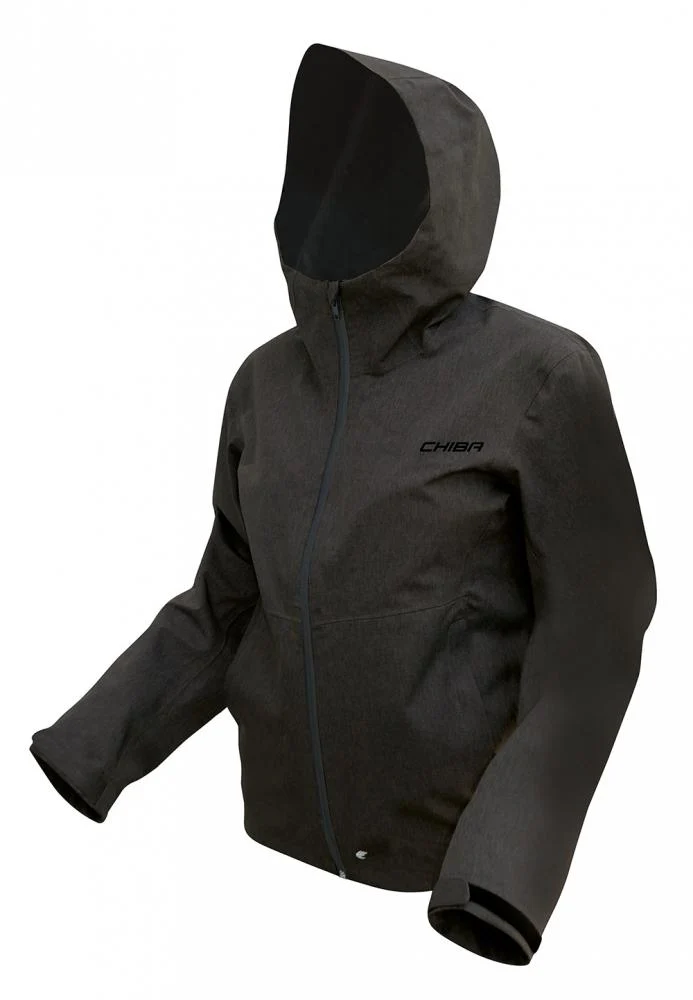 CHIBA Rainjacket Herren - wasserdicht, winddicht, atmungsaktiv, reflektierend, schwarz, Größe S
