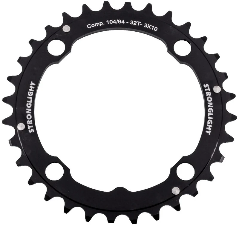 Stronglight Kettenblatt XC E 32Z - 4-Arm 104mm Lochkreis - Aluminium 5083 schwarz - für 9/10-fach MTB - mit Steighilfen