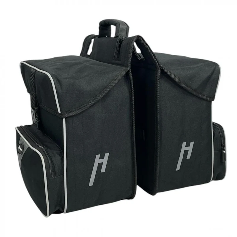 Haberland Doppeltasche Black Line 3.0 33l schwarz - flexible Gepäckträgertasche mit Klappvolumen