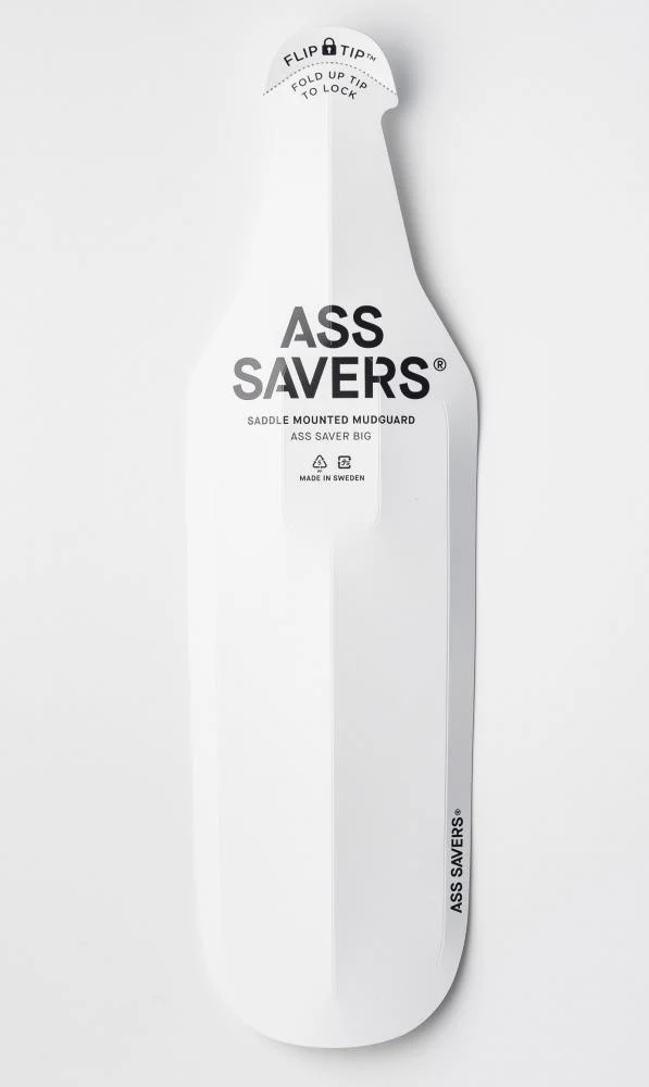 Ass Savers ASB-1 Big Spritzschutz hinten, weiß  effektiver Schutz vor Spritzwasser, ideal für breite Reifen, einfache Montage ohne Werkzeug, leicht & flexibel